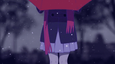 Girl With Scarf Holding Umbrella In Snow GIF