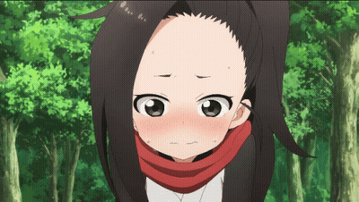 Girl With Scarf Looking At Camera GIF