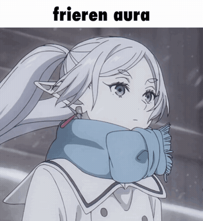 Girl With Scarf Saying Frieren Aura GIF