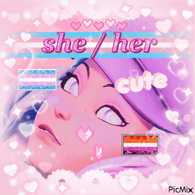 Girl With She Her Cute Text GIF
