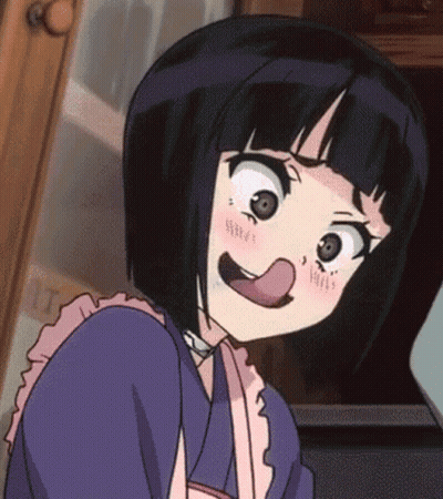 Girl With Short Black Hair Sticking Out Tongue GIF