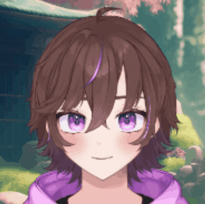 Girl With Short Brown Hair And Purple Eyes In Purple Jacket GIF