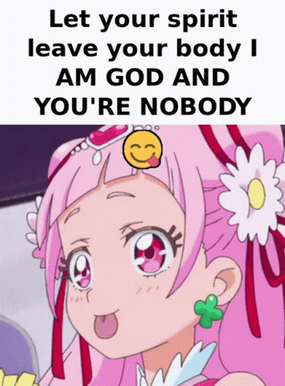 Girl With Smiley Face Head Saying Let Your Spirit Leave Body GIF