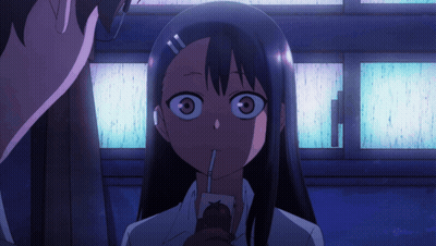 Girl With Straw Looking At Boy GIF