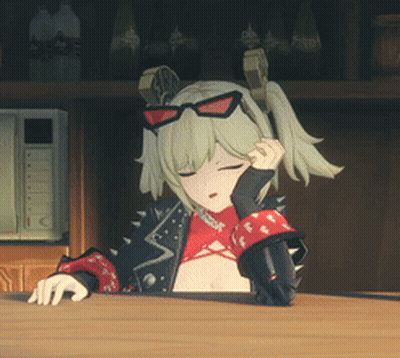 Girl With Sunglasses Eyes Closed At Counter GIF