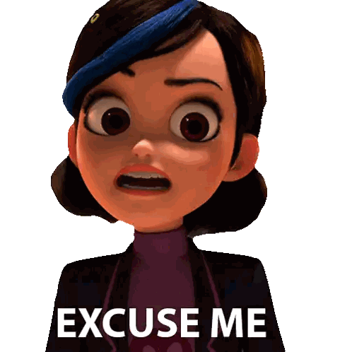 Girl With Surprised Look And Excuse Me Behind Sticker