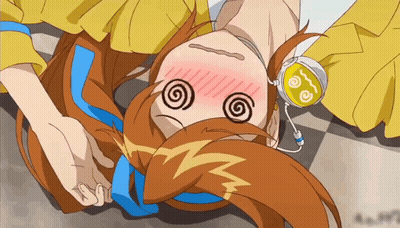 Girl With Swirl Eyes Lying On Floor GIF