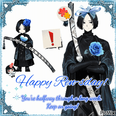 Girl With Sword Saying Happy Ren-Sday GIF