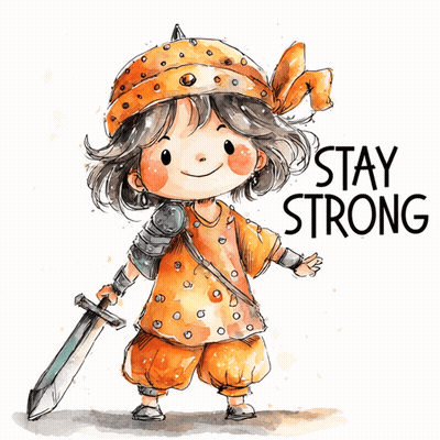 Girl With Sword Saying Stay Strong GIF