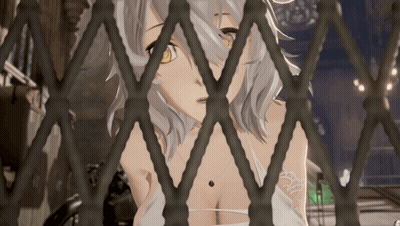Girl With Tattoo Behind Metal Fence GIF