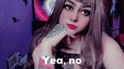 Girl With Tattoo Saying Yea No GIF