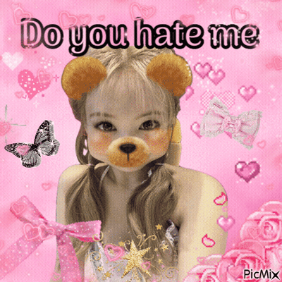 Girl With Teddy Bear On Her Face Saying Do You Hate Me GIF