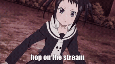 Girl With Text Hop On The Stream GIF