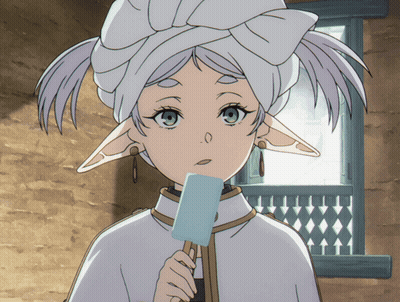 Girl With Towel On Head Holding Blue Popsicle GIF