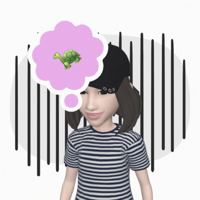 Girl With Turtle In Thought Bubble GIF