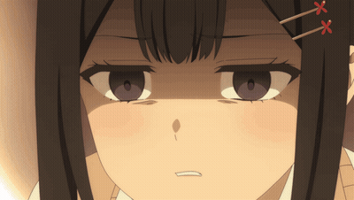 Girl With Two Red Crosses In Hair GIF