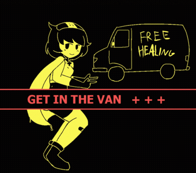 Girl With Van Saying Free Healing GIF