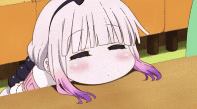 Girl With White And Purple Hair Laying On Table Eyes Closed GIF