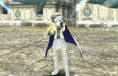 Girl With White Hair And Blue Cape Holding Sword GIF