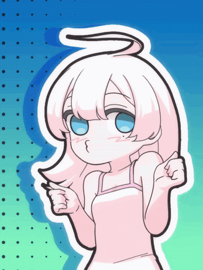 Girl with White Hair and Blue Eyes Giving Thumbs Up