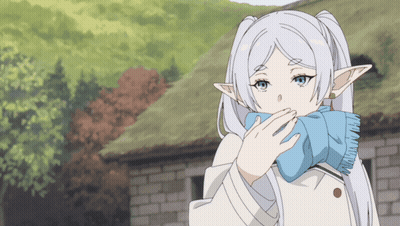 Girl With White Hair And Blue Eyes In Blue Scarf GIF
