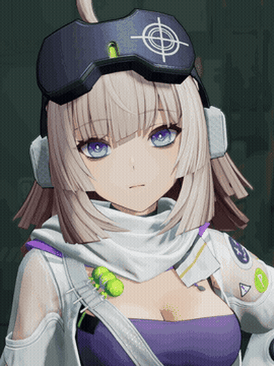 Girl With White Hair And Blue Eyes In Target Hat GIF