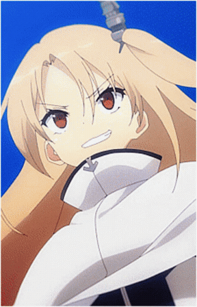 Girl With White Hair And Blue Eyes In White Dress GIF