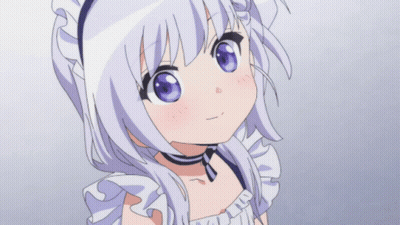 Girl With White Hair And Blue Eyes In White Dress GIF