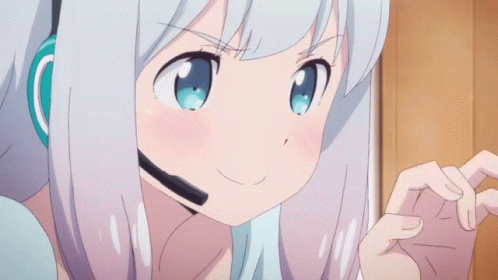 Girl With White Hair And Blue Eyes Licking Lips GIF