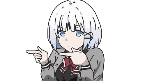 Girl With White Hair And Blue Eyes Pointing Up Sticker