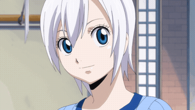 Girl With White Hair And Blue Eyes Smiling GIF
