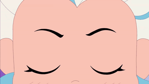 Girl With White Hair And Blue Eyes Surrounded By Blue Circles GIF