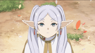 Girl With White Hair And Blue Eyes With Flower In Nose GIF