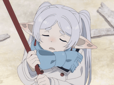 Girl With White Hair And Blue Scarf GIF