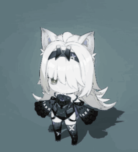 Girl With White Hair And Bow GIF
