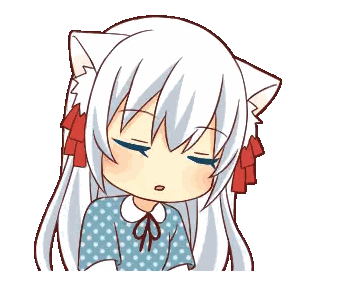 Girl With White Hair And Cat Ears Sticker