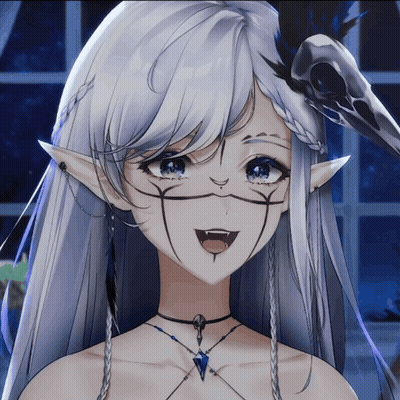 Girl With White Hair And Crow On Head GIF