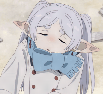 Girl With White Hair And Ears Wearing Scarf GIF