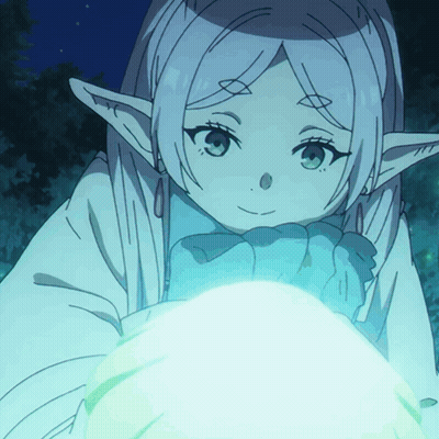 Girl With White Hair And Elf Ears Holding Light GIF