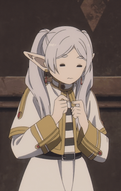 Girl With White Hair And Elf Ears Making Sad Face GIF
