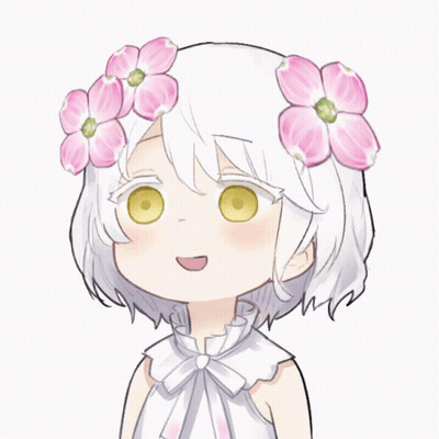 Girl With White Hair And Pink Flowers GIF