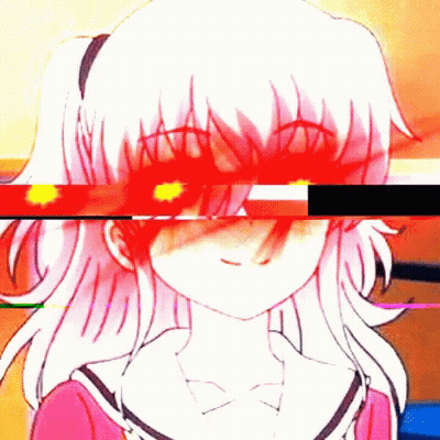 Girl With White Hair And Red Eyes Glitch Effect GIF
