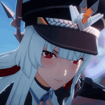 Girl With White Hair And Red Eyes In Black Hat GIF