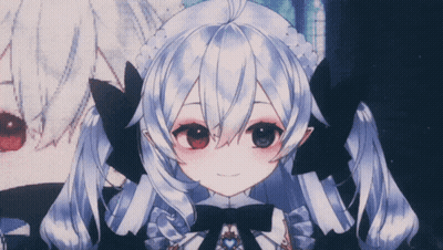 Girl With White Hair And Red Eyes Standing Next To Boy GIF