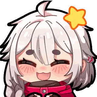 Girl With White Hair And Star Sticker