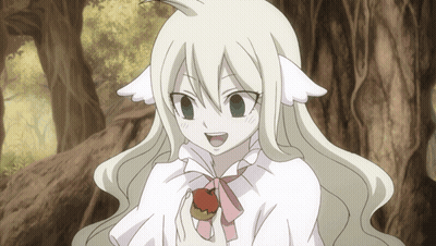 Girl With White Hair And Wings Holding Apple GIF