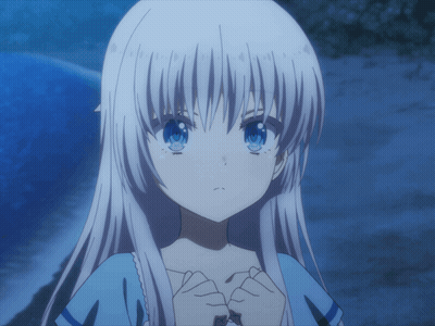 Girl With White Hair Blue Eyes Blue Dress GIF