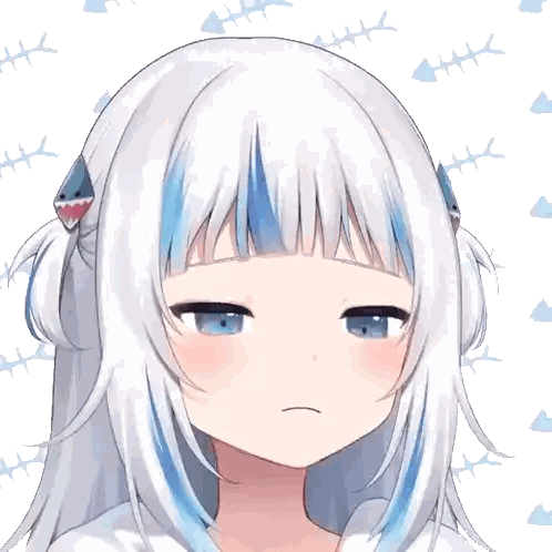 Girl With White Hair Blue Highlights Shark Earring Sticker