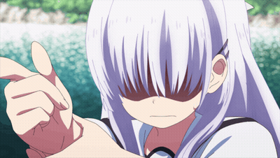 Girl With White Hair Covering Face GIF