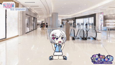 Girl With White Hair Kneeling At Gacha Life Sign GIF